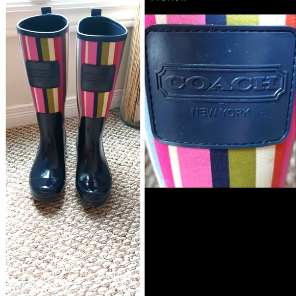 Coach Shoes - Coach "pearl" legacy waverly striped wellington.size 8